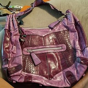 Purple leather purse