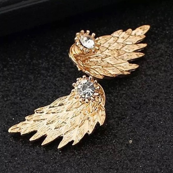 Angel Wing Crystal Stud Earrings - Picture 3 of 5