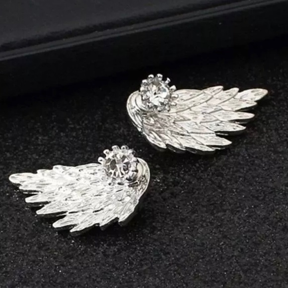 Angel Wing Crystal Stud Earrings - Picture 4 of 5
