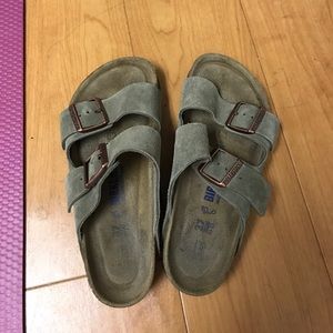 Birkenstock Arizona Suede tan sandals