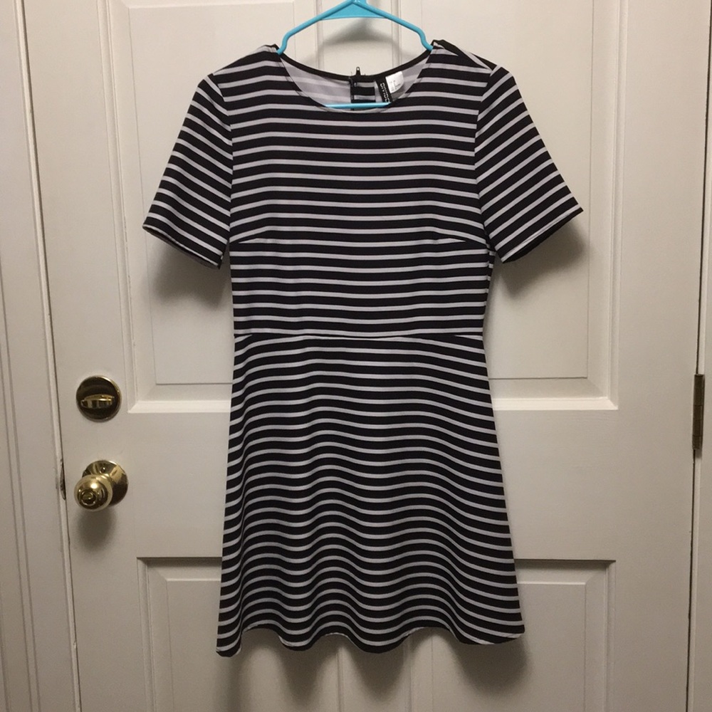 H&M Divided Black and White Striped Dress