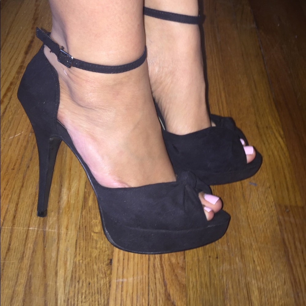 Privileged black ankle-strap heels 🎀