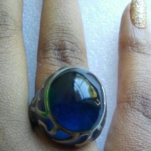 Blue glass orb ring