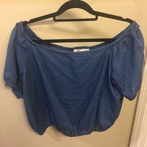 Madewell denim off the shoulder crop top