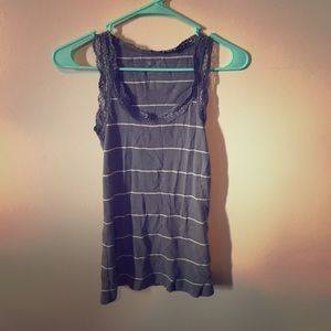 Cute grey and white striped tank top.