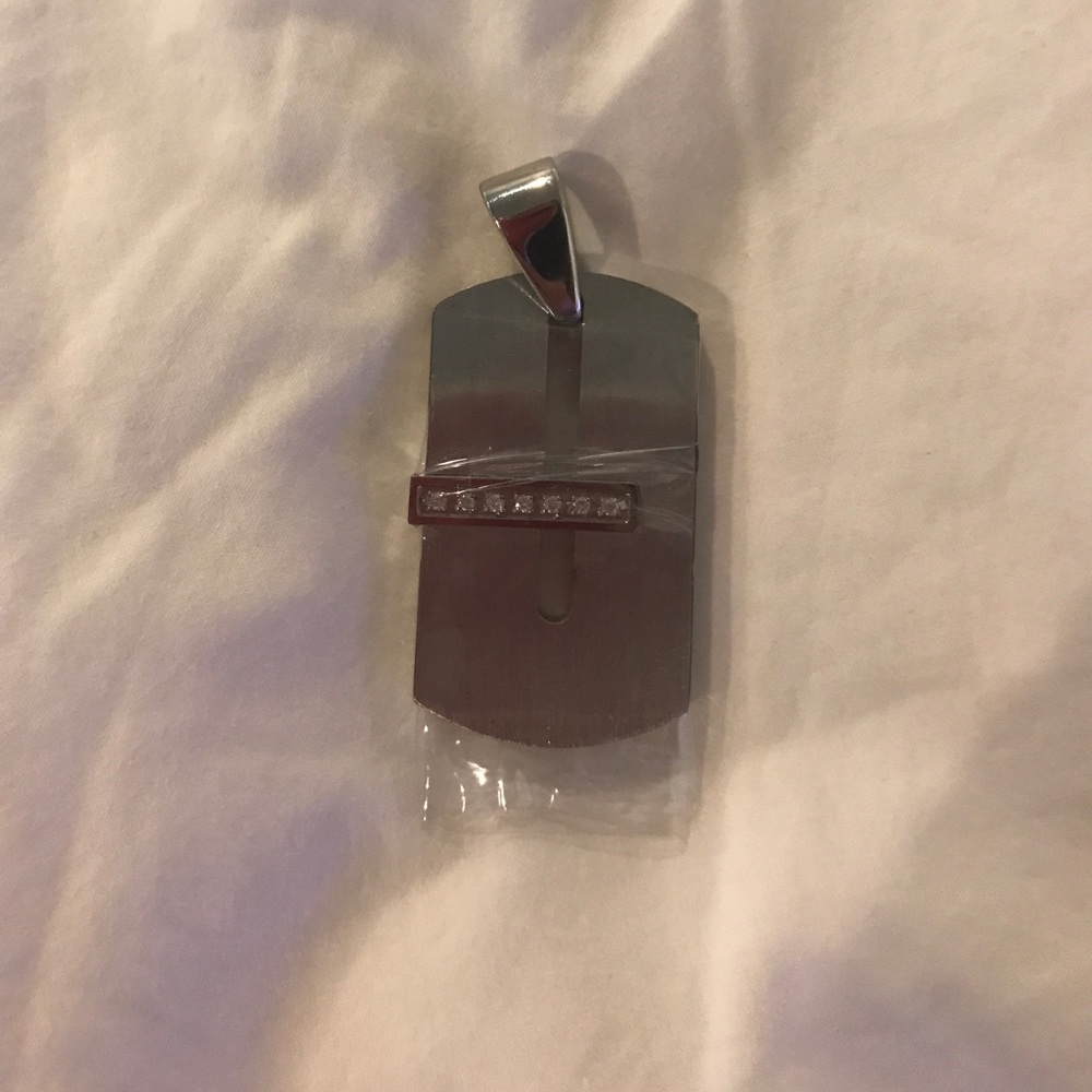 Stainless steel pendent with diamonds