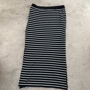 Navy and white striped maxi skirt