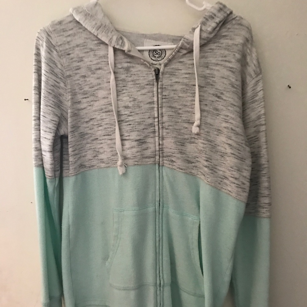 Blue and gray sweater