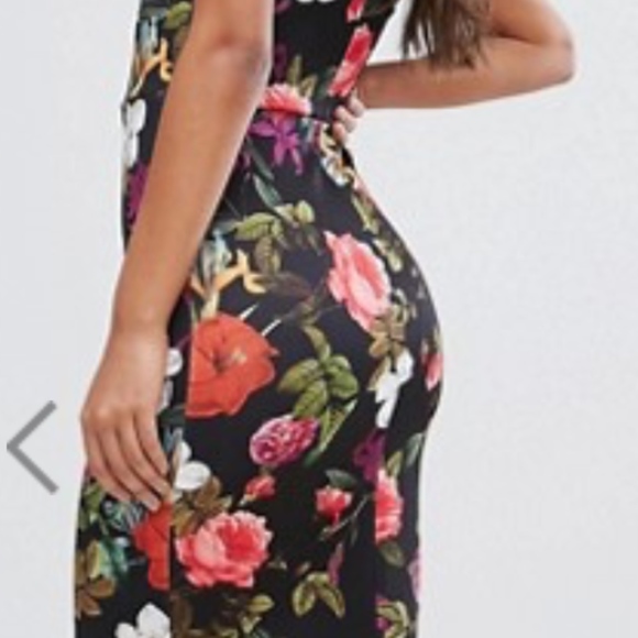Floral High Neck Midi Pencil Dress -- Multi -- 14 - Picture 4 of 5