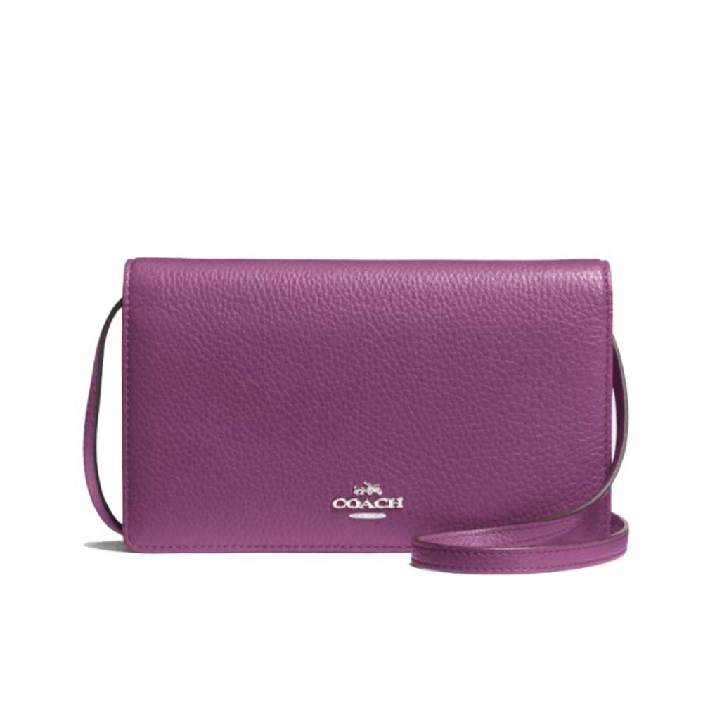 Coach foldover clutch crossbody wallet in purple