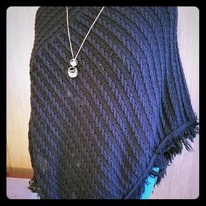 Black comfy poncho