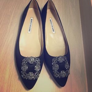 Manolo Blahnik Women's Hangisi Satin Flats
