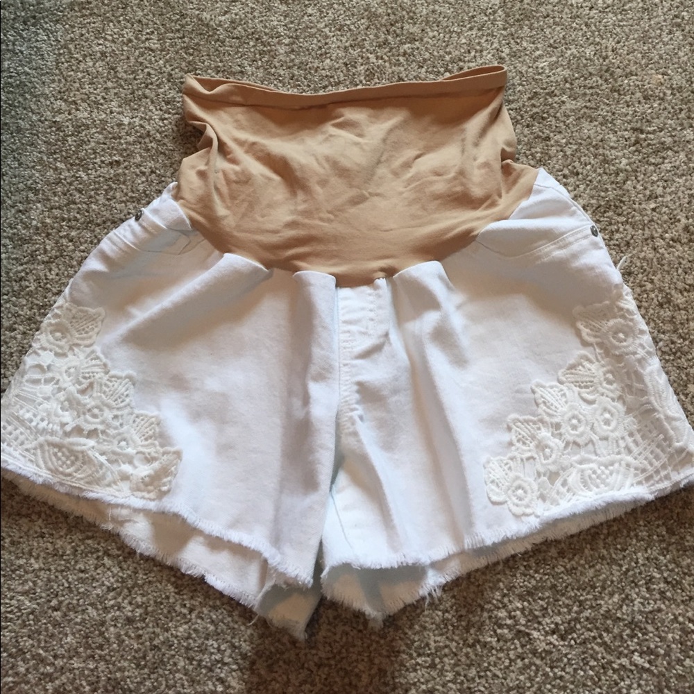 Motherhood Maternity white jean shorts