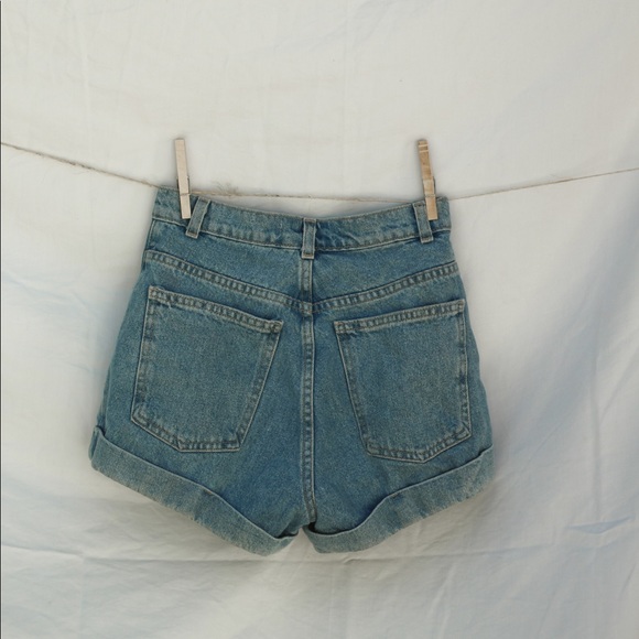 Denim High Waisted Cuff American Apparel Shorts - Picture 3 of 5