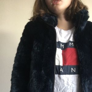 Navy blue Michael Kors fur coat