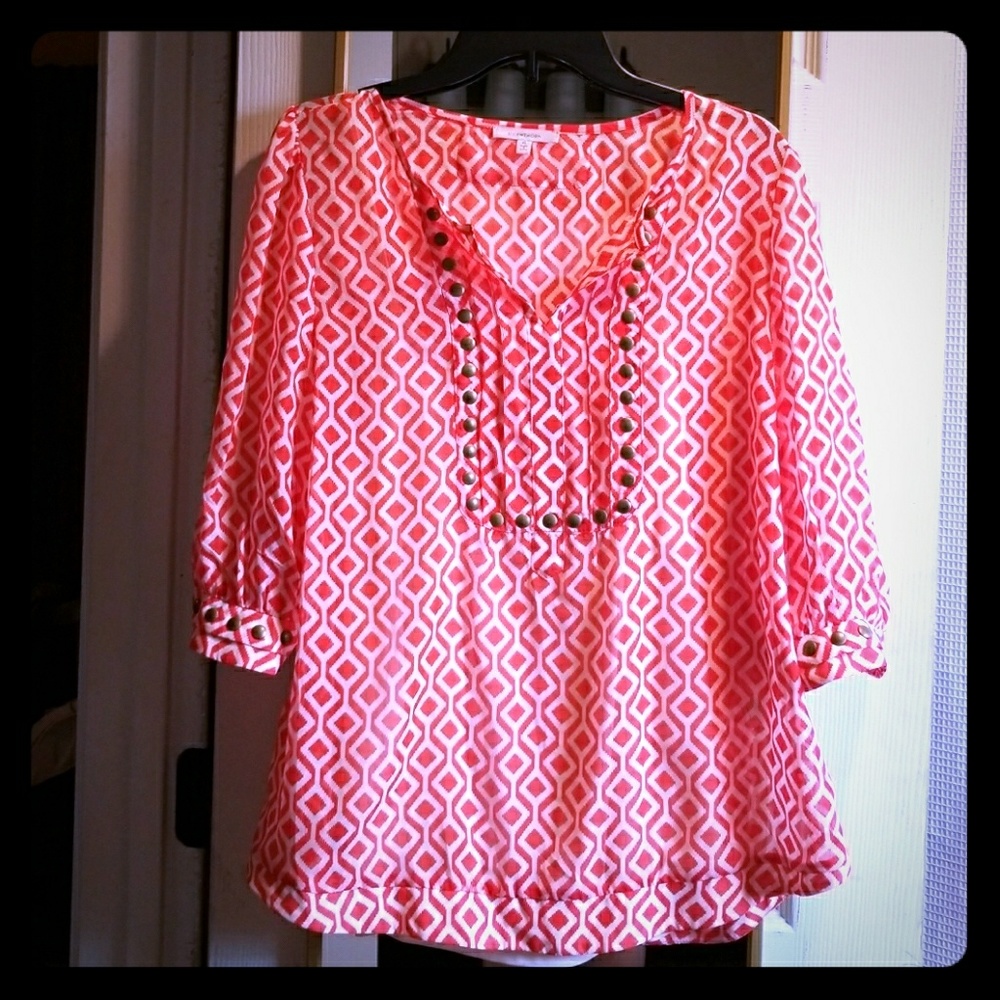 Orange studded  print blouse