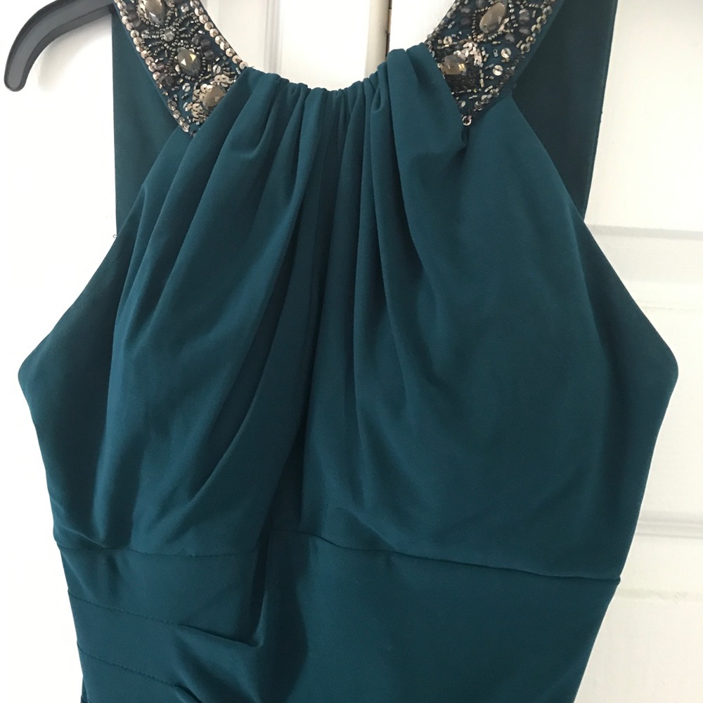 Emerald green beaded dress