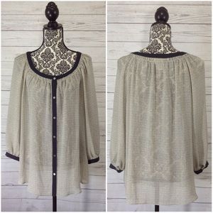 Max Studio Plus Size Sheer Printed Peasant Blouse