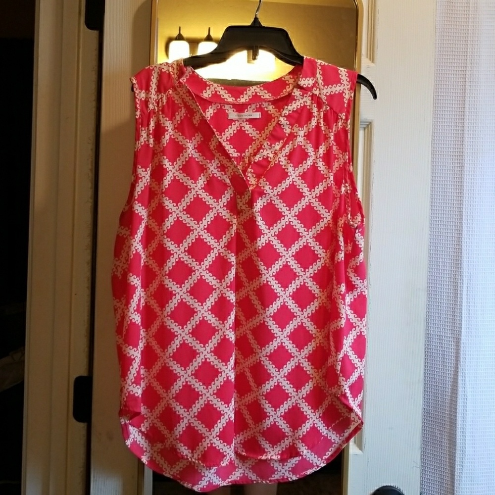 Coral and cream print tank