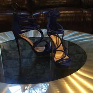 Royal blue strappy heels