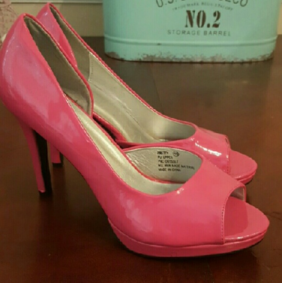 Wet Seal Shoes - GUC Wet Seal Hot Pink Peeptoe Heels sz 10 - 11