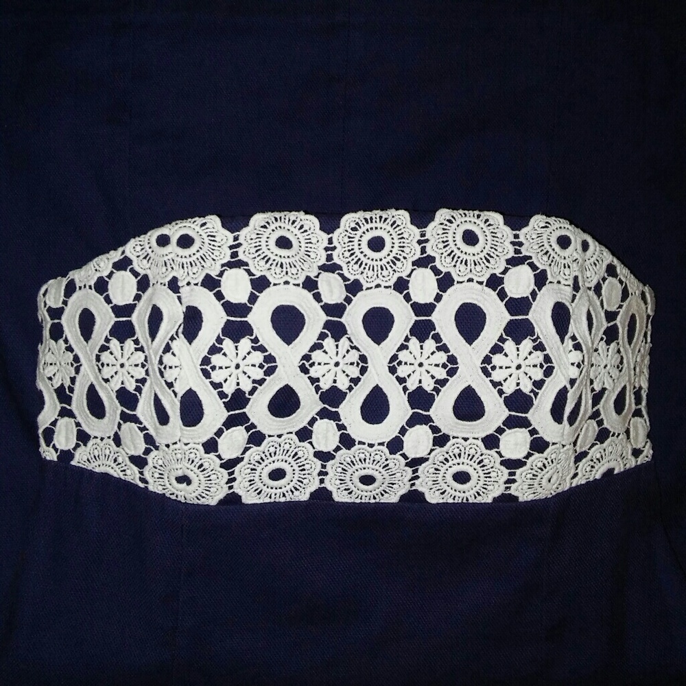 Lilly Pulitzer Bowen Navy Strapless Crochet Dress