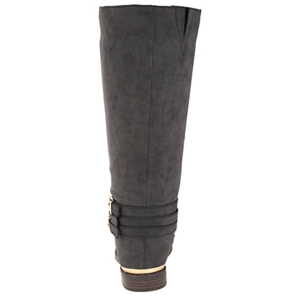 Black Nubuck Distress Knee High Riding Boots - Picture 3 of 5