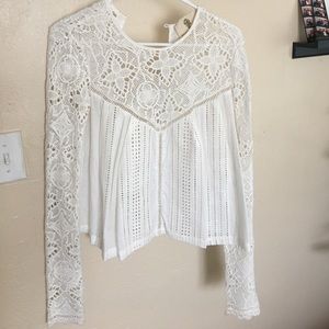 Crochet and cotton blouse
