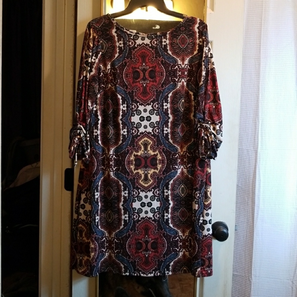 Western print sack dress