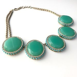 Aqua Blue Jewel Oversized Statement Necklace