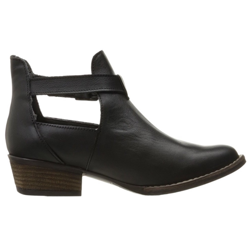 Black Leather Boho Chic Buckle Ankle Boot - Picture 6 of 6