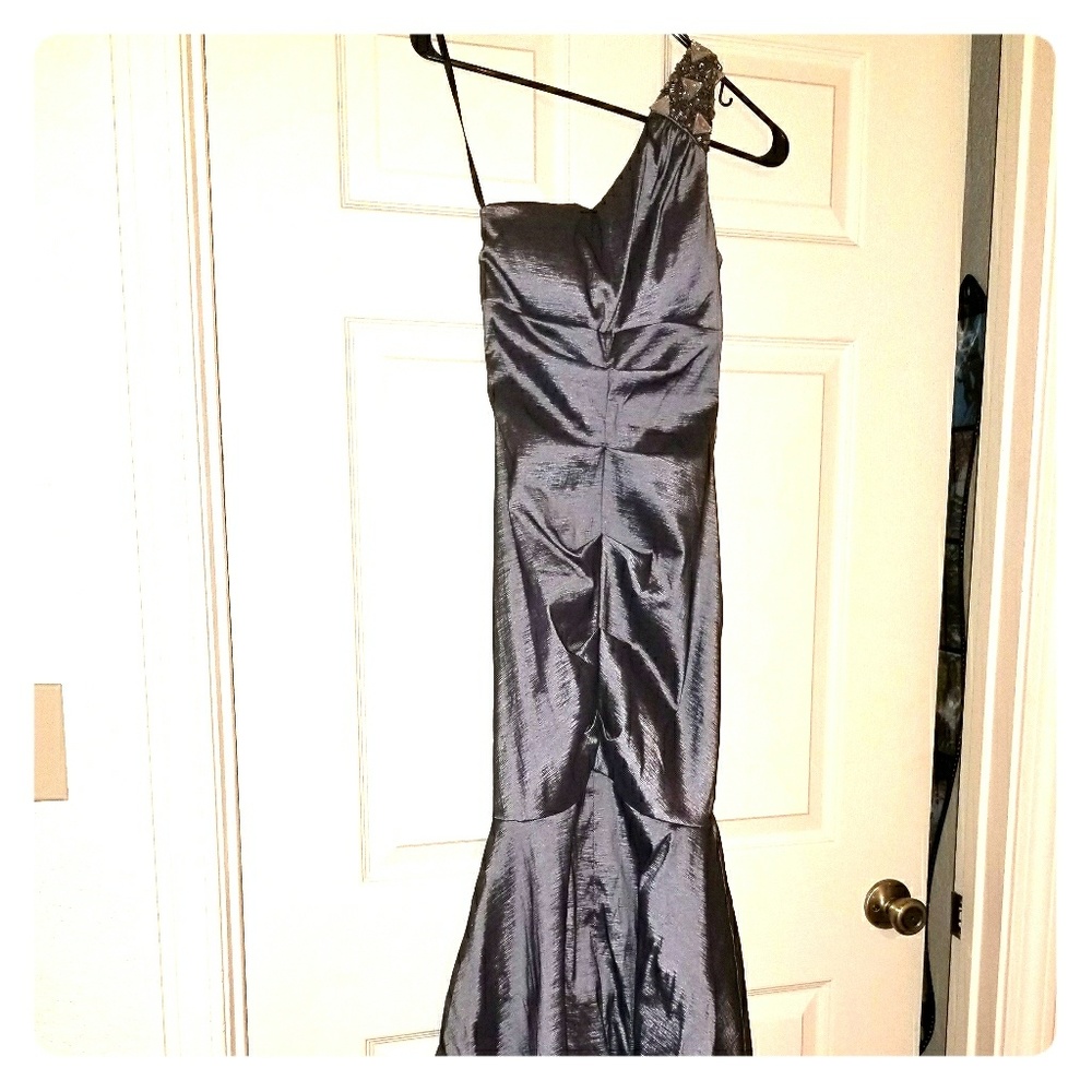 BEBE Long Gown, silver