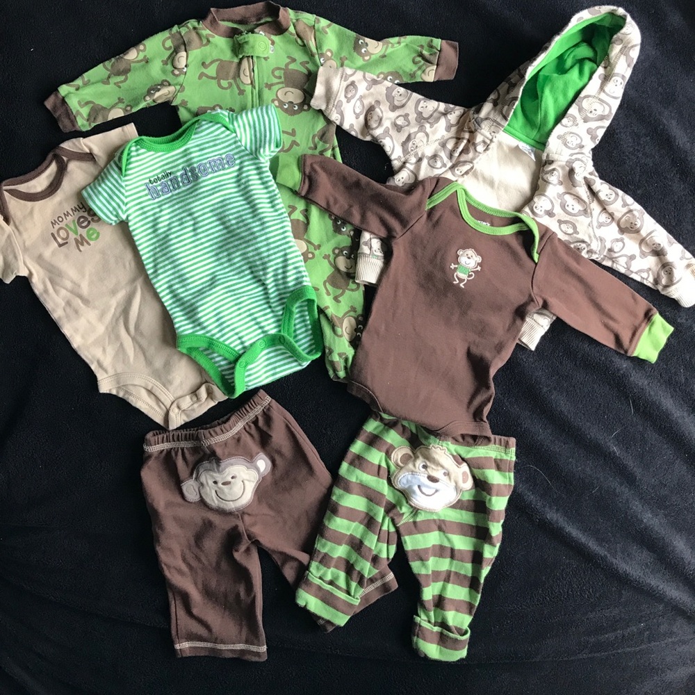 7 piece baby boy monkey set