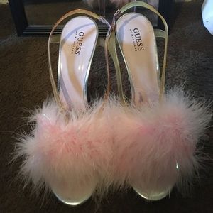 Pink and clear Guess heels true size 9