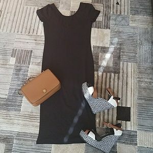 NWT A'GACI Basic Black Bodycon Midi Dress