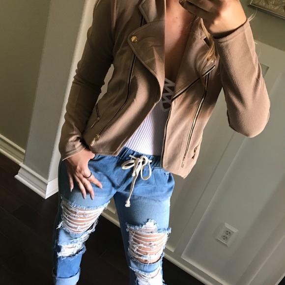 LAST1•🆕 Latte Double Zip Soft Moto Jacket - Picture 3 of 6