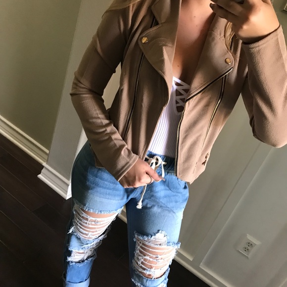 LAST1•🆕 Latte Double Zip Soft Moto Jacket - Picture 4 of 6