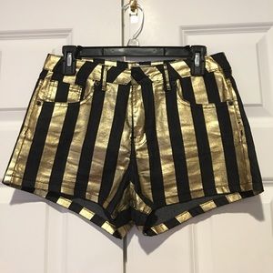 Forever 21 Striped gold and black shorts