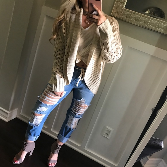 LAST1•Cream Cocoon Cardigan - Picture 4 of 8