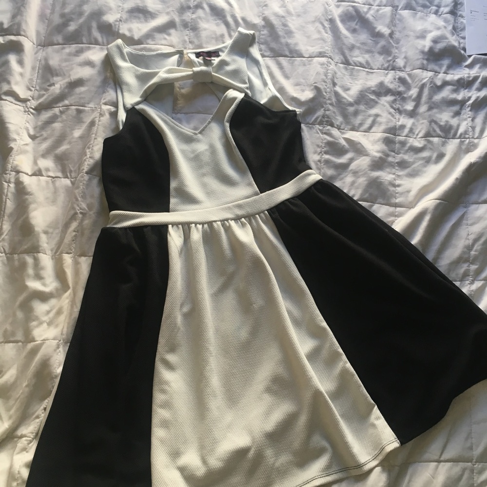 Material Girl black and white dress