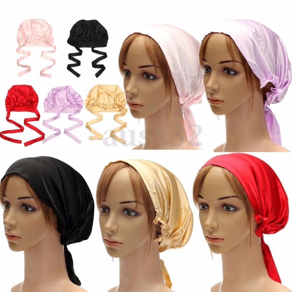 Hair protecting sleeping soft satin head scarf