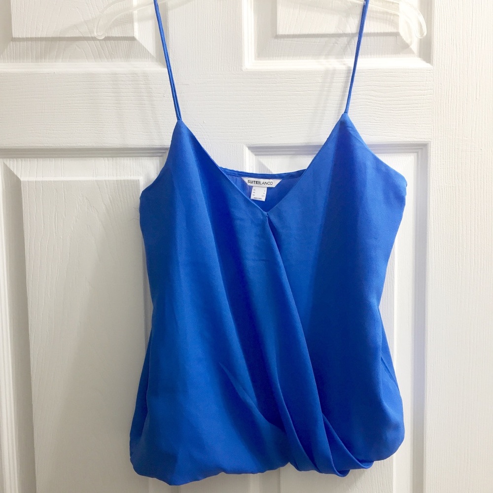 Blue faux wrap cami