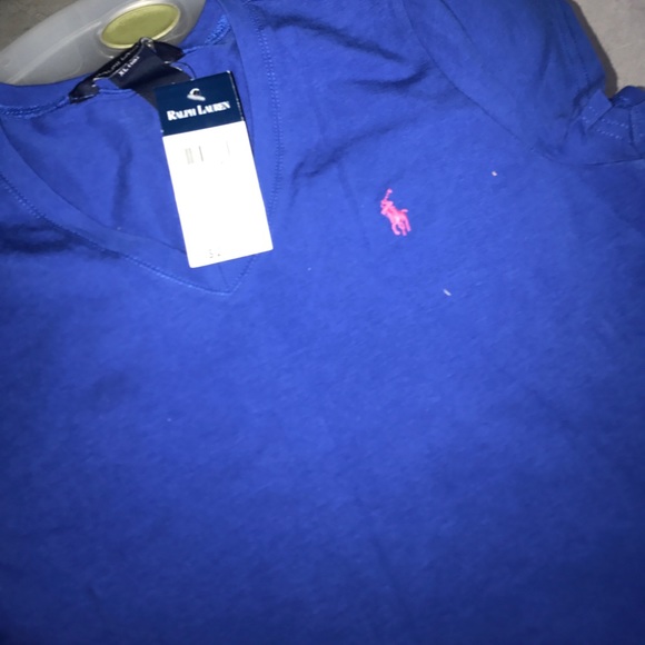 NWT blue w pink logo Ralph Lauren v neck -kids 16 - Picture 2 of 3