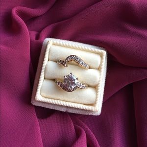 Engagement Diamond Wedding Ring Set SZ 7