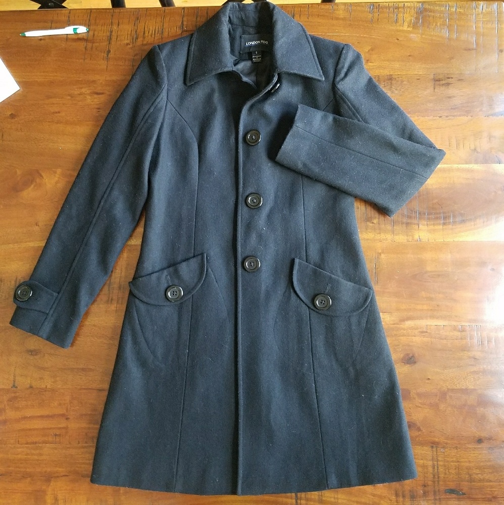 London Fog Black Wool Coat