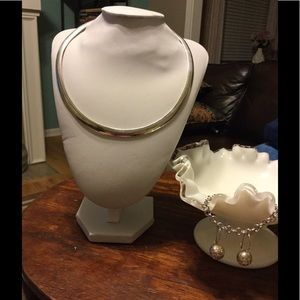 Silver 8mm wide 20" & large ball earrings