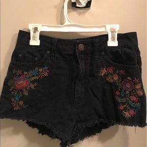 Urban Outfitters Embroidery Black Shorts