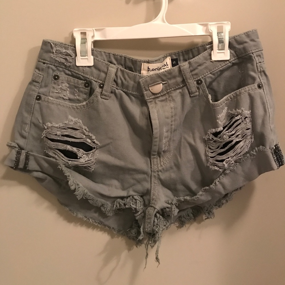 NWT Gray Distressed Denim Shorts