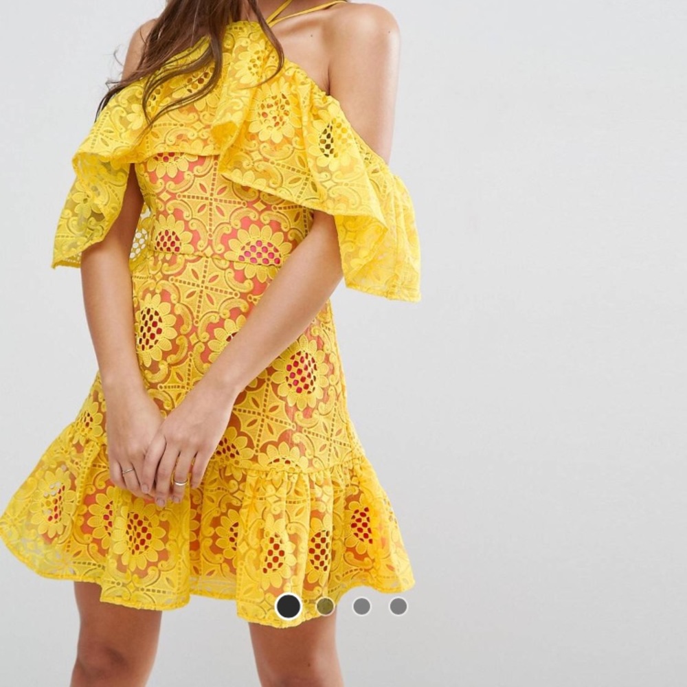 ASOS OFF THE SHOULDER TWO TONE DRESS