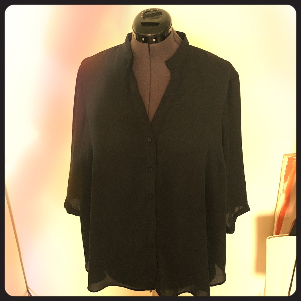 Sheer Navy Blouse, ASOS Curve, Plus Size, 20